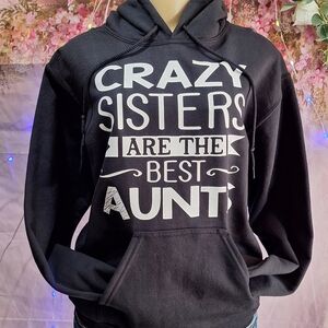 Gildan black sweater, crazy sister sz S.